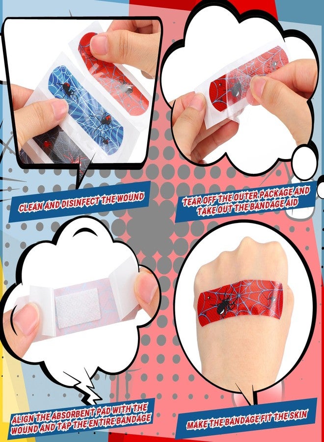 Patelai 300 Pieces Kids Bandages Bulk 10 Styles Children's Adhesive Flexible Colorful Cute Cartoon Bandages Waterproof Breathable Stickers Protection Care Cuts for Girls Boys(Spider) - Image 5
